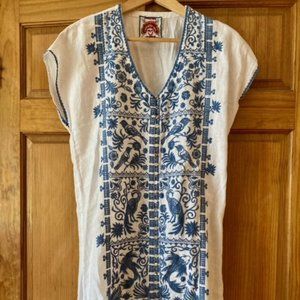 Johnny Was Mini Embroidered Linen Dress